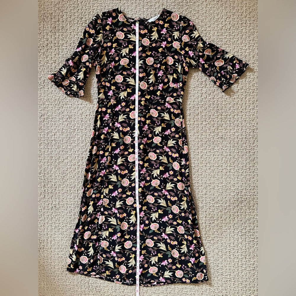 LOFT Black Floral Dress - Size 4